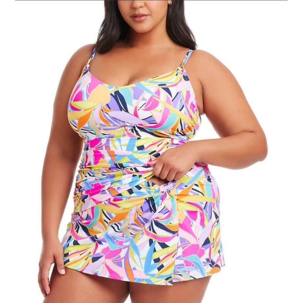 Bleu by Rod Beattie Plus Size Multicolor Draped-Skirt Hipster Swim Bottoms 20W - Picture 2 of 2